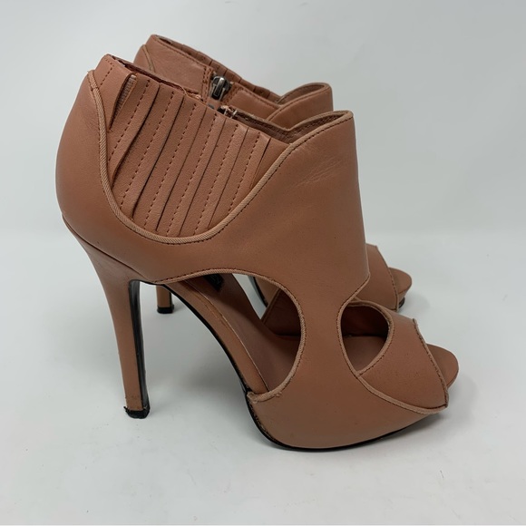 LOWEST Cynthia Rowley Leather Platform Brown Peep Toe Heels Size 8.5 - Picture 2 of 12